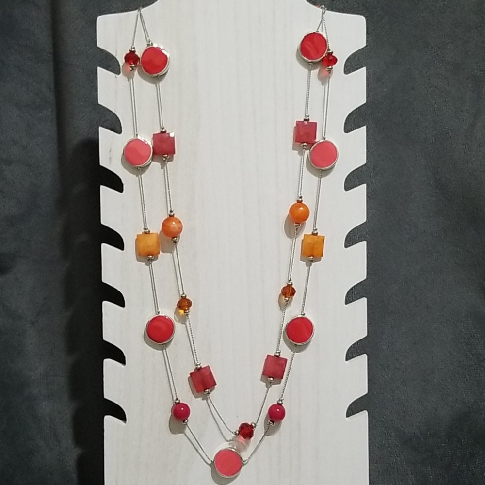 Long Pink and Orange Necklace